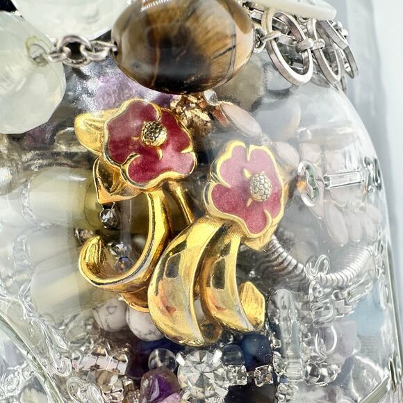 2lb 9oz Jewelry Jar Vintage to Modern Earrings Bracelets Necklaces Mixed Lot - Picture 7 of 10